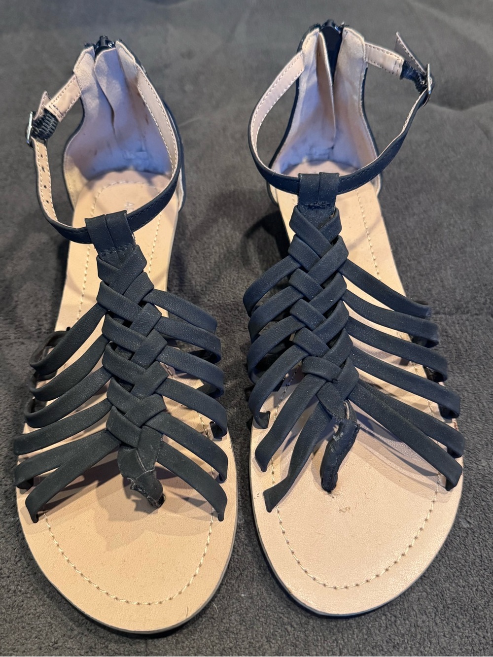 Apt. 9 Black Braided T-Strap Ankle Strap Sandals